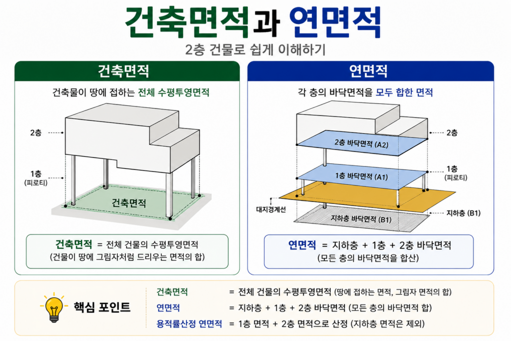 건축면적과 연면적 차이_한눈에 보기