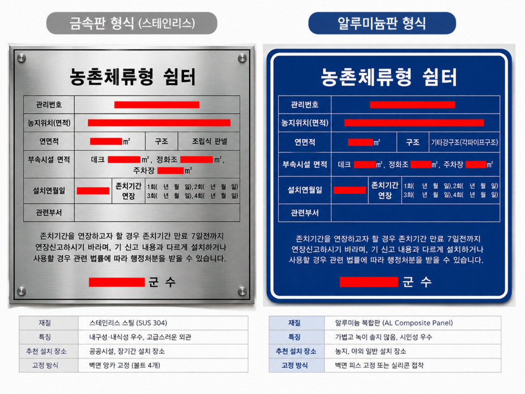 농촌체류형 쉼터 관리번호_쉼터 표지판 샘플