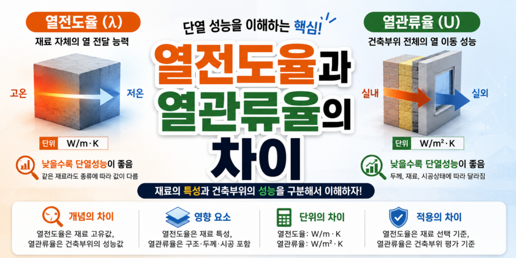 열전도율과 열관류율의 차이|단열재 성능표를 읽는 방법 1 열전도율과 열관류율