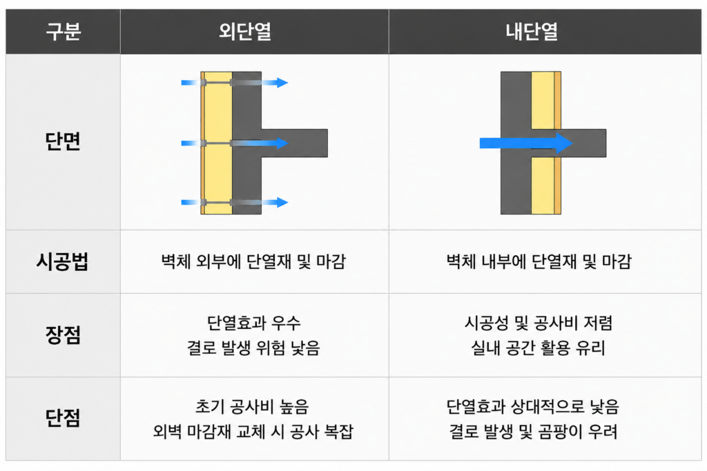 외단열과 내단열의 차이