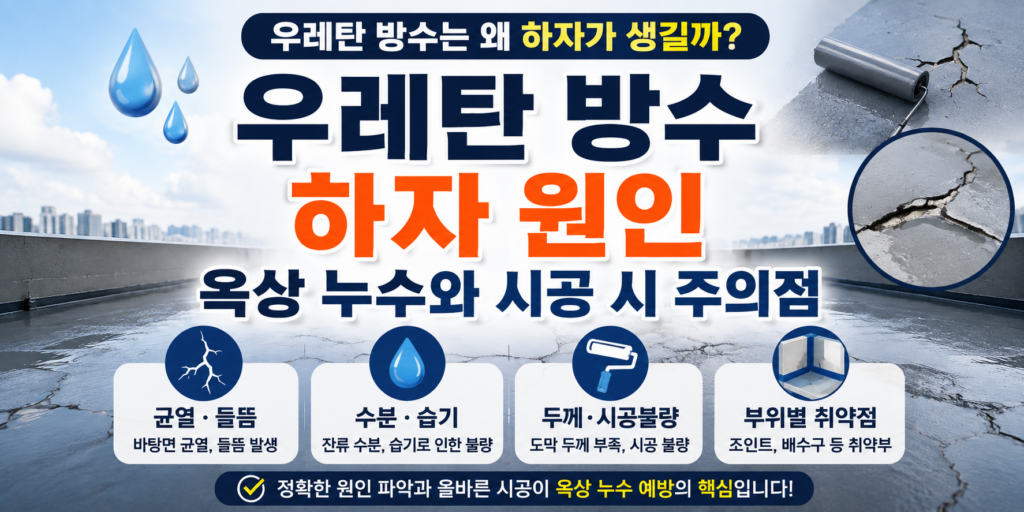 우레탄 방수 하자 원인|옥상 누수와 시공 시 주의점 1 우레탄 방수 하자 원인