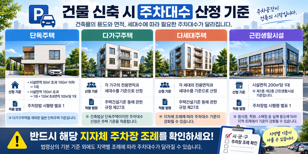 용도별 주차대수 산정 기준